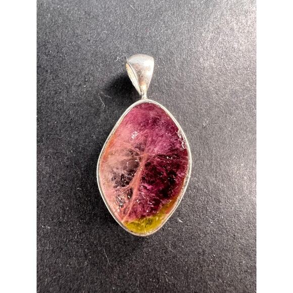 NEW Watermelon pink tourmaline sterling silver pendant 2.51 grams - Picture 1 of 8